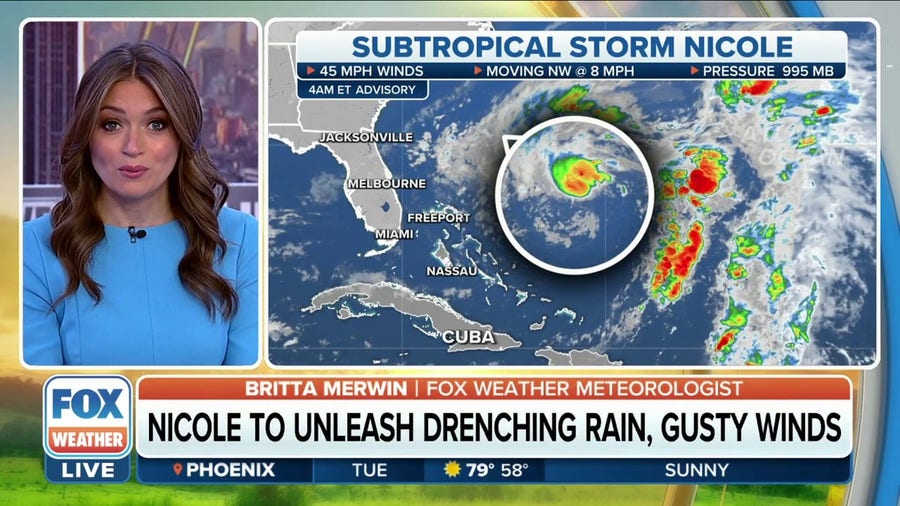 Subtropical Storm Nicole continues to churn towards Florida