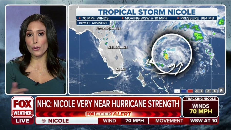 Tropical Storm Nicole nears hurricane status