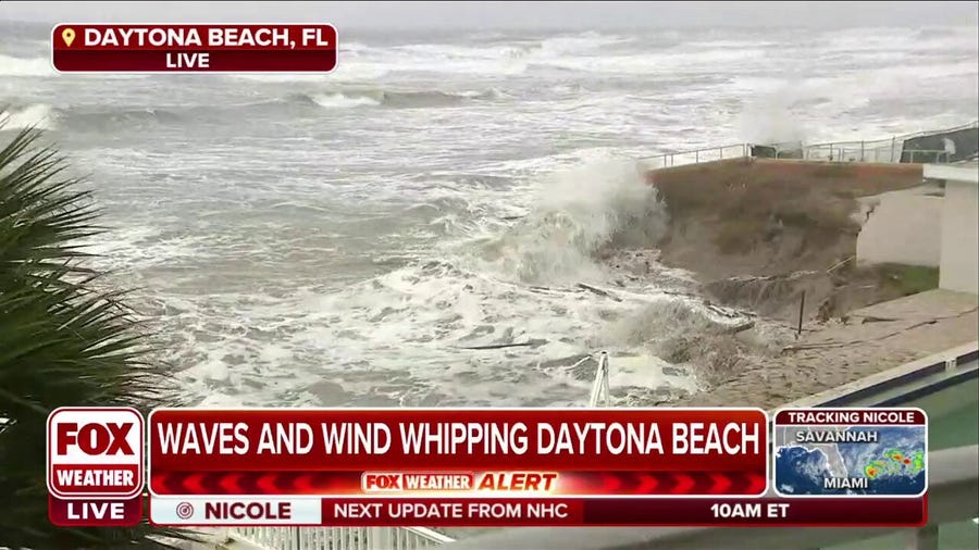 Tropical Storm Nicole sending waves and wind whipping across Daytona Beach