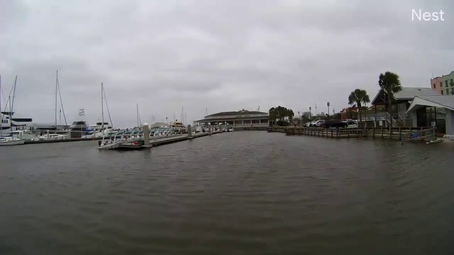 Timelapse video shows dock at Fernandina Marina being swallowed up by higher than normal tide