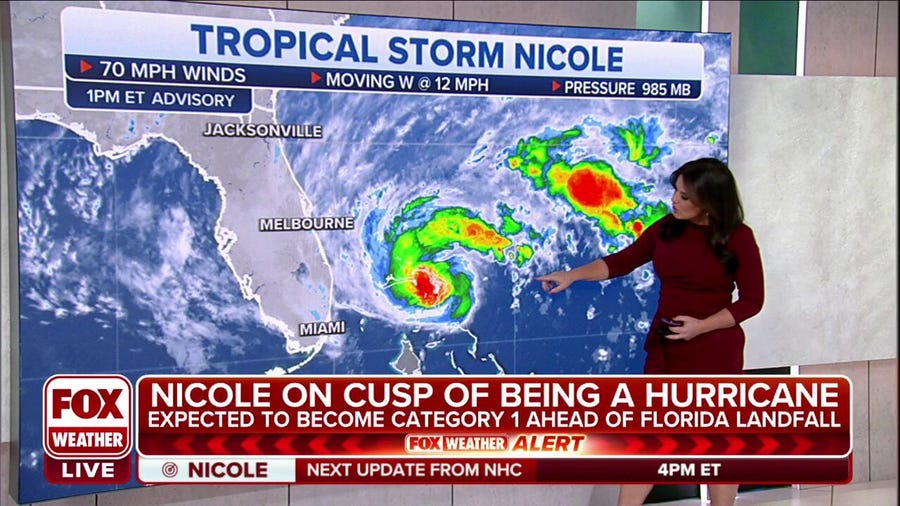 Tropical Storm Nicole on cusp of becoming hurricane