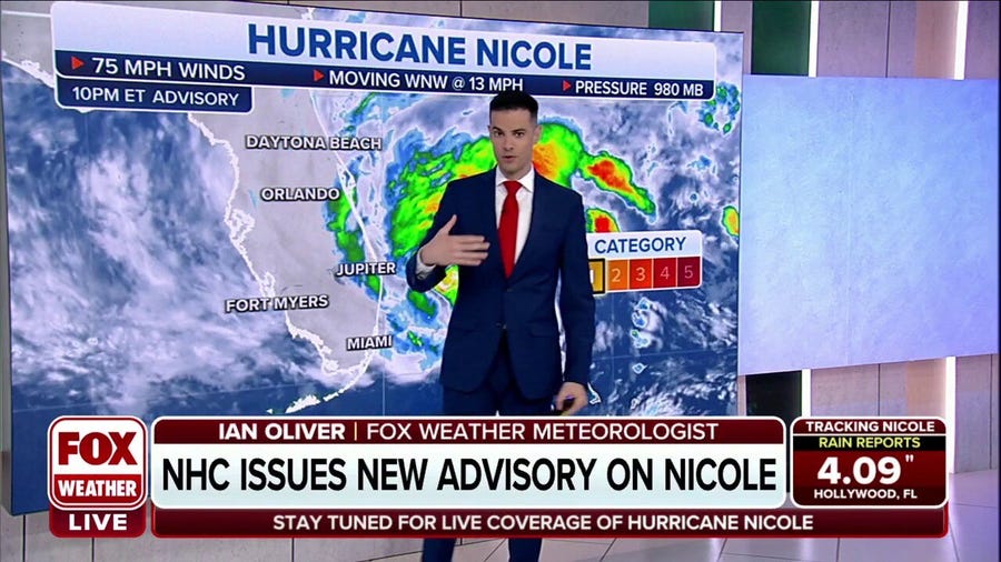 Hurricane Nicole approaches east coast of Florida