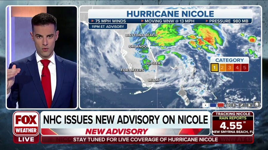 Nicole expected to make landfall in Florida overnight