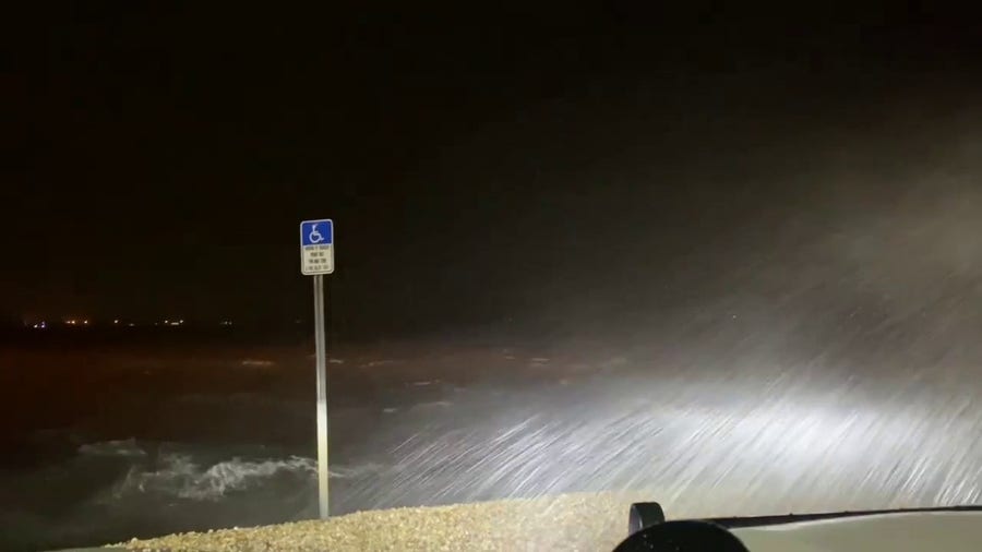 Wind churning up waves at Jensen Causeway Park