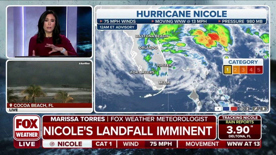 Hurricane Nicole's landfall imminent, winds increase in Florida