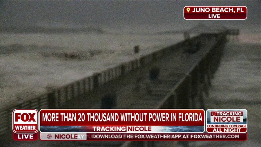 Large waves crash in Juno Beach, Florida