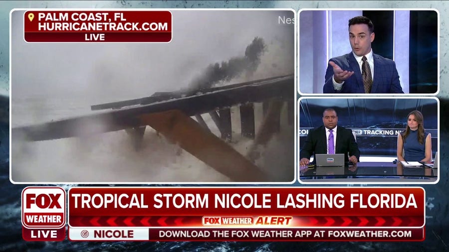 Pier collapses as Nicole lashes Palm Coast, Florida