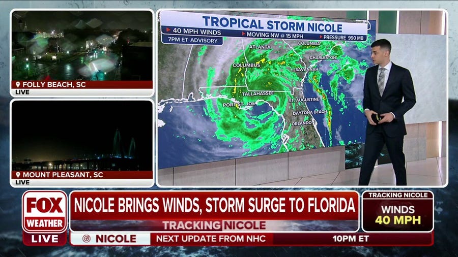 Tropical Storm Nicole weakens