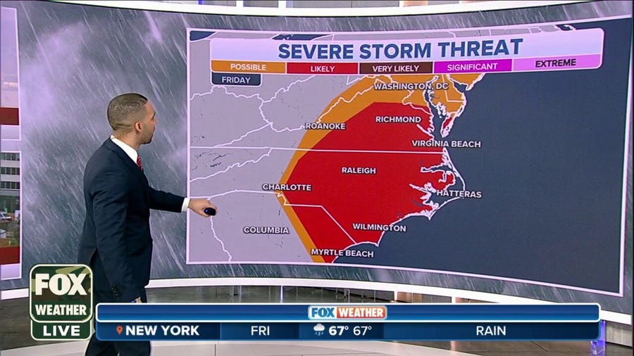 Severe weather threat stretches from SC to VA due to Nicole's remnants