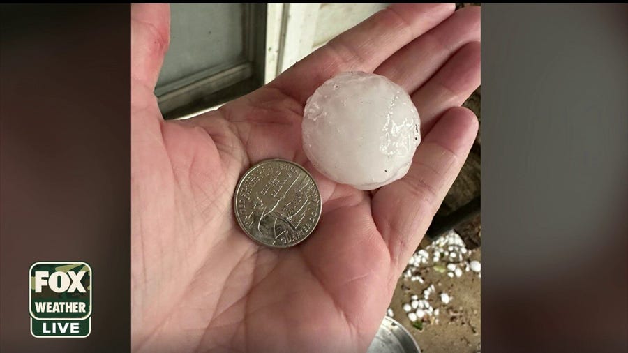 Quarter-size hail falls in Salado, Texas