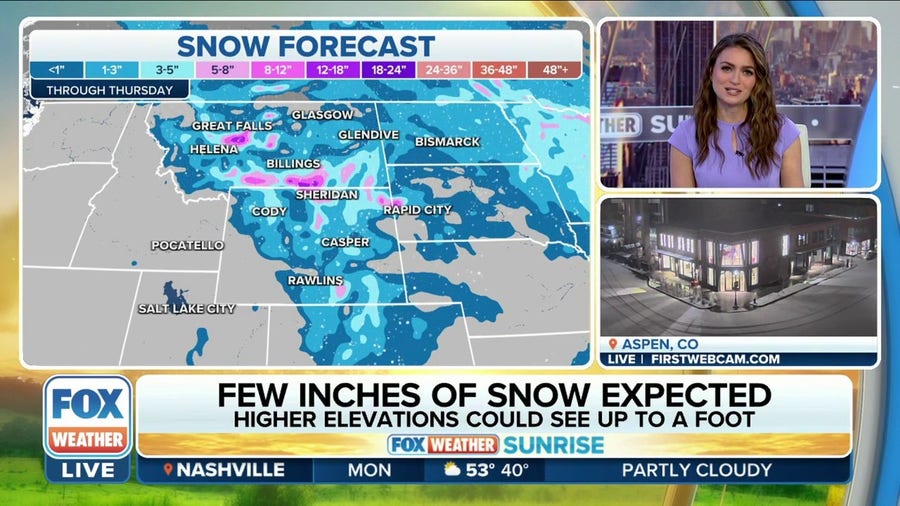 Snow expected in the northern Rockies, higher elevations could see up to a foot