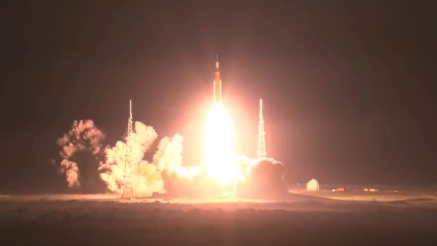 NASA's moon rocket roars to life launching on Artemis 1 test flight