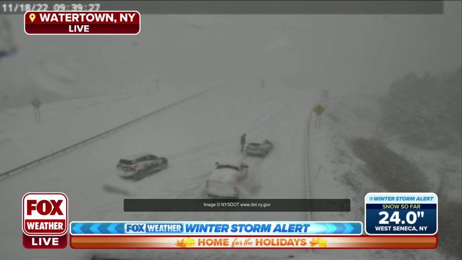 Multiple cars stuck, trying to dig out in Watertown, New York