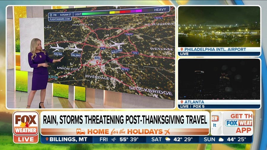 Rain, storms threatening post-Thanksgiving travel
