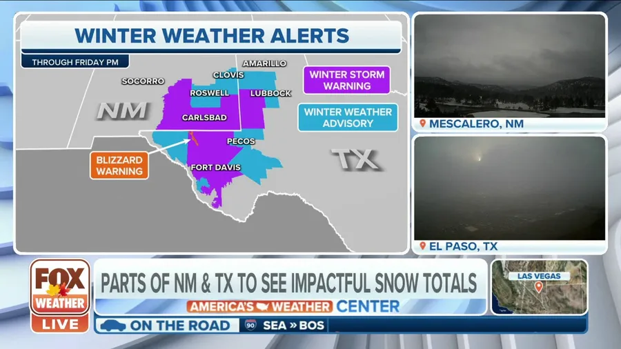 Heavy snow impacting New Mexico and West Texas