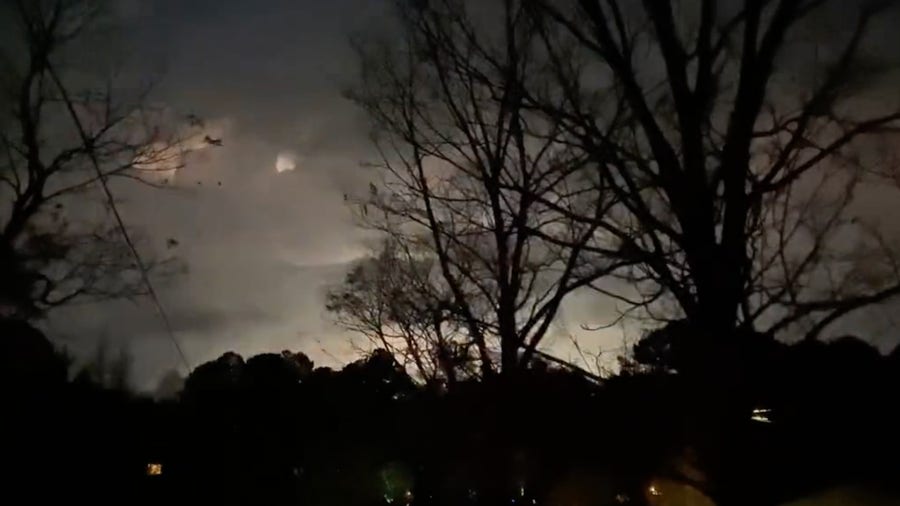 Night sky aglow with lightning strikes in Mississippi