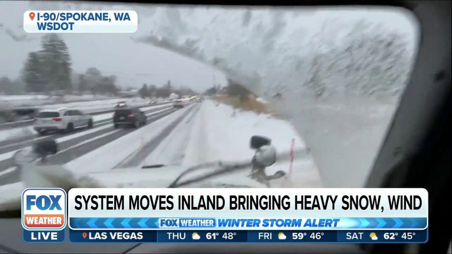 Crews working to clear roads across Washington State as winter storm brings heavy snow, wind