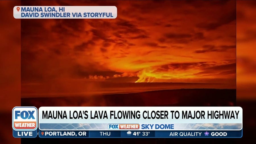 Mauna Loa's lava flow threatening major highway in Hawaii
