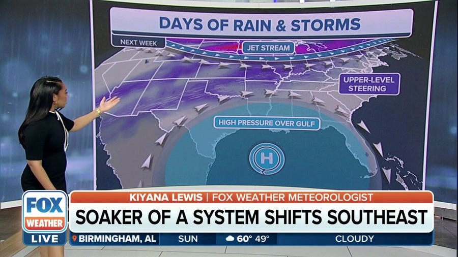 Soaker system to bring rainy week for many across the Southeast