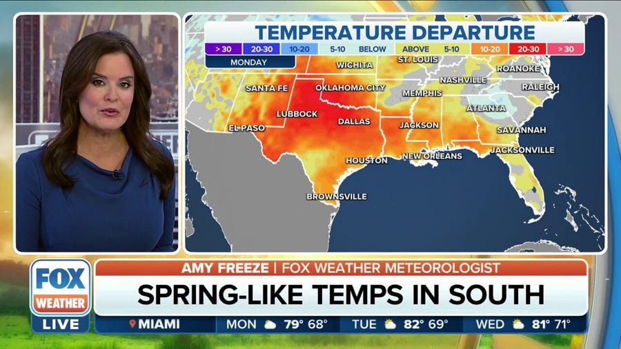 Springlike warmth in December moves in with record highs possible from Texas to North Carolina