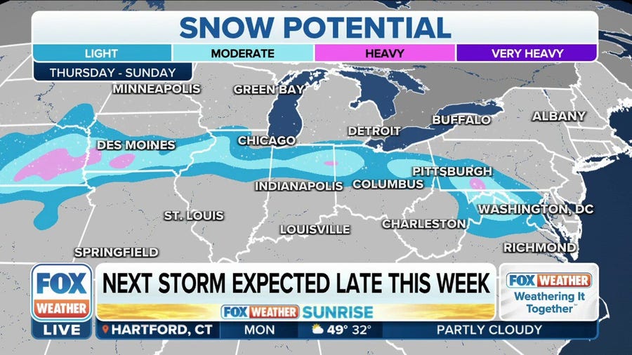 Late week storm system forecast to bring snow, rain and wind from Plains to Northeast