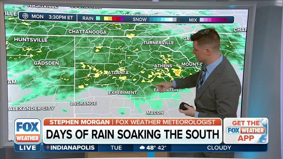 Up to 5" of rain expected for parts of the South through Friday