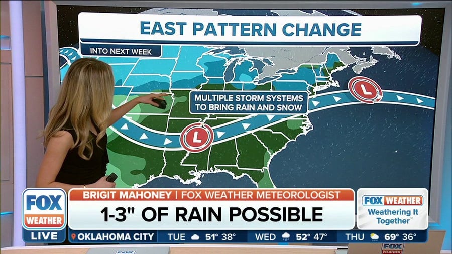 Multiple storm systems could bring rain and snow to eastern U.S. next week