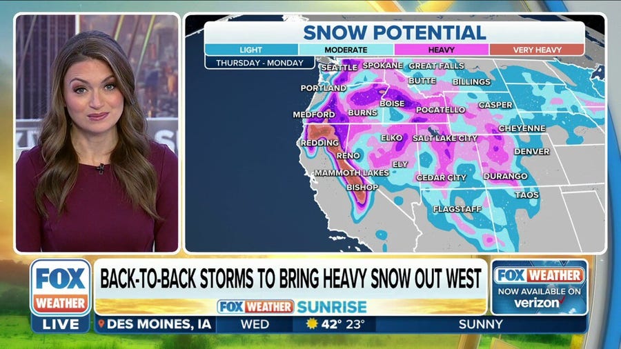 Back-to-back storms to bring heavy snow out West