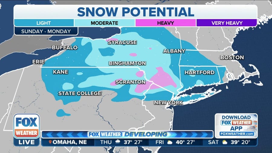 Fast-moving snowmaker eyes Northeast from Sunday into Monday