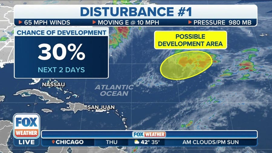 Tropical disturbance in Atlantic development chances diminishes