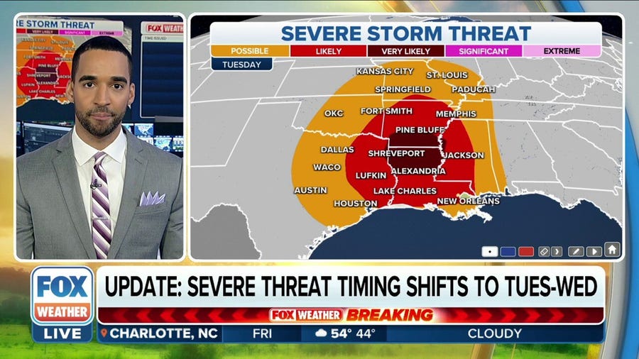 Severe weather outbreak eyes South with tornadoes, damaging winds, large hail possible