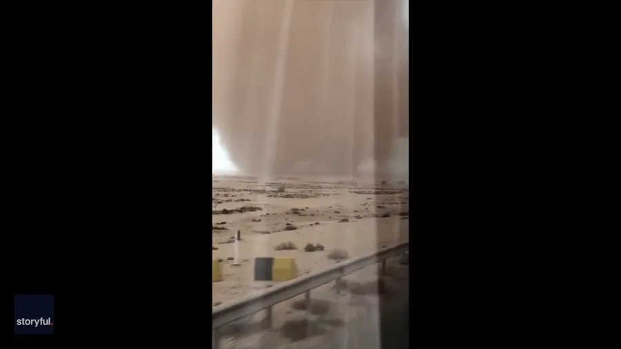 Tornado swirls through Qatar desert