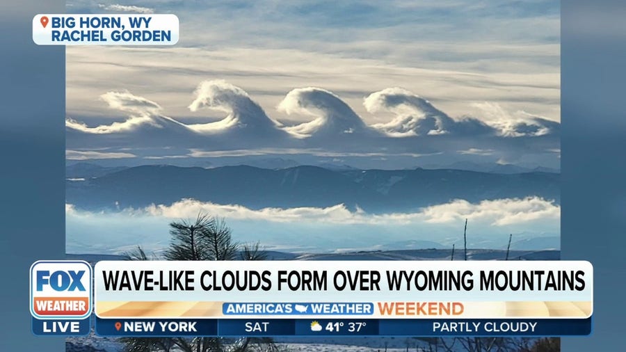Wave-like clouds form over Wyoming mountains