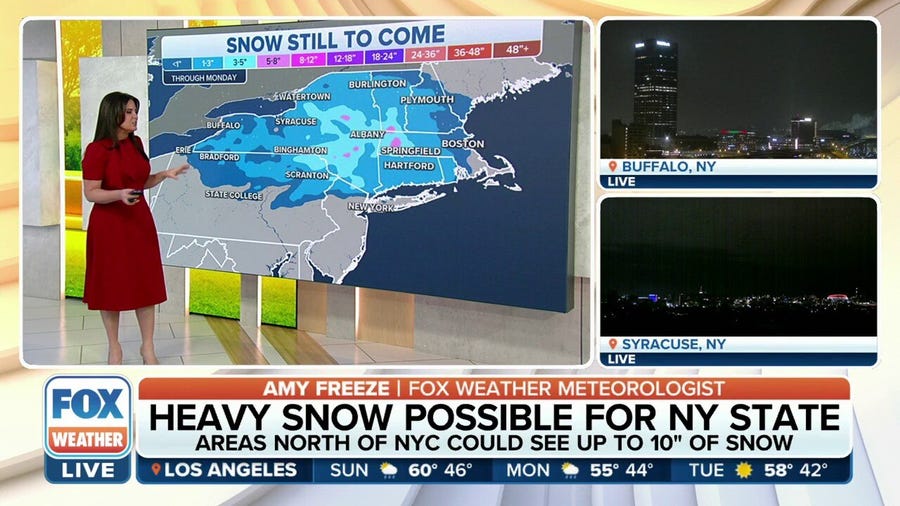 Snow blankets the Northeast from Sunday into Monday; up to 10 inches possible in higher elevations