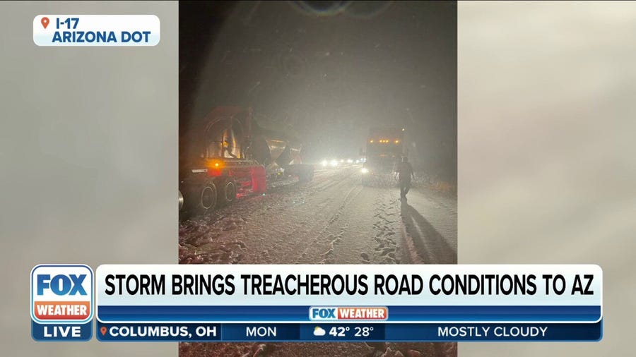 Snow led to vehicles getting stuck on Arizona interstate