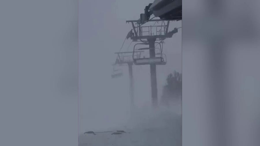 Strong winds during snowstorm rattle South Lake Tahoe ski lift