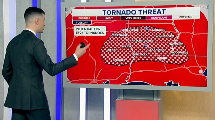 Parts of South will see significant tornado potential Tuesday