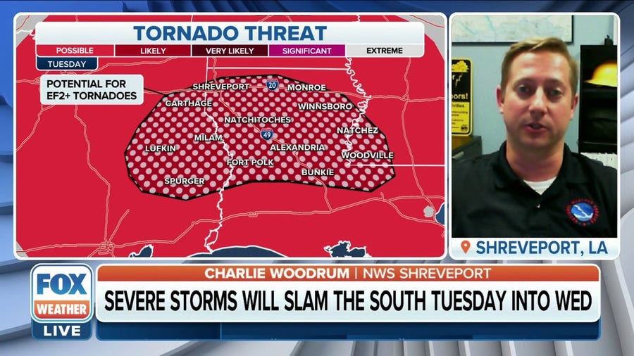 Supercells capable of producing tornadoes expected in Louisiana: NWS Shreveport