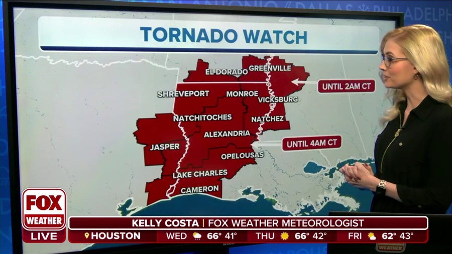 Tornado Watch extends for parts of Louisiana, Texas