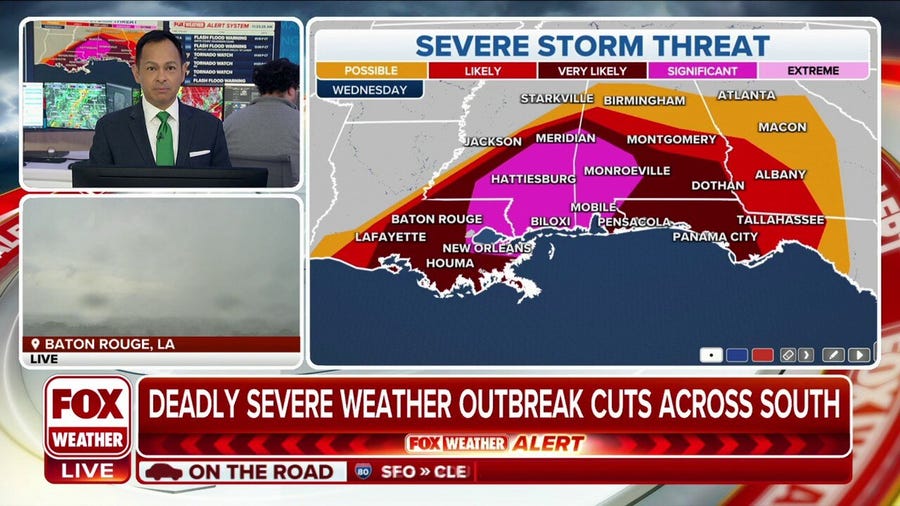 Severe weather threat increases along Gulf Coast on Thursday