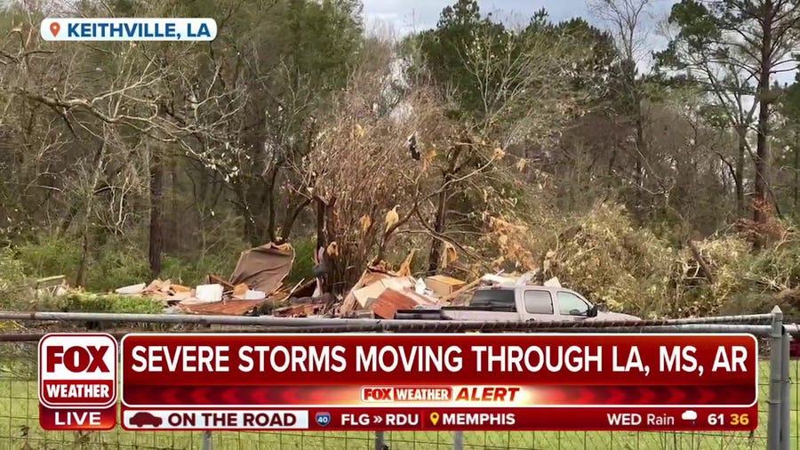 Deadly tornado causes extensive damage in Keithville, Louisiana