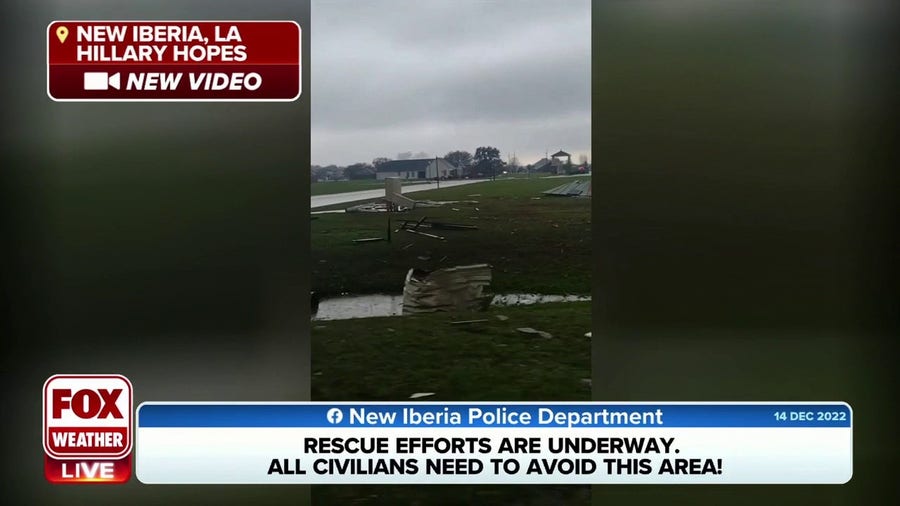 New Iberia, Louisiana tornado causes damage to neighborhood