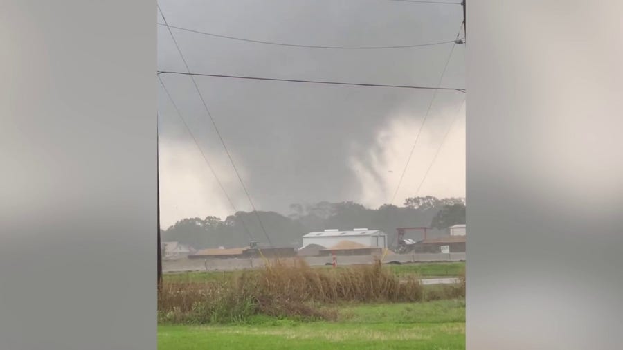 Close-up view of a tornado in New Iberia, Louisiana