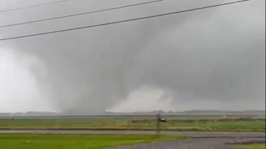 Tornado spotted near a home in New Iberia, Louisiana