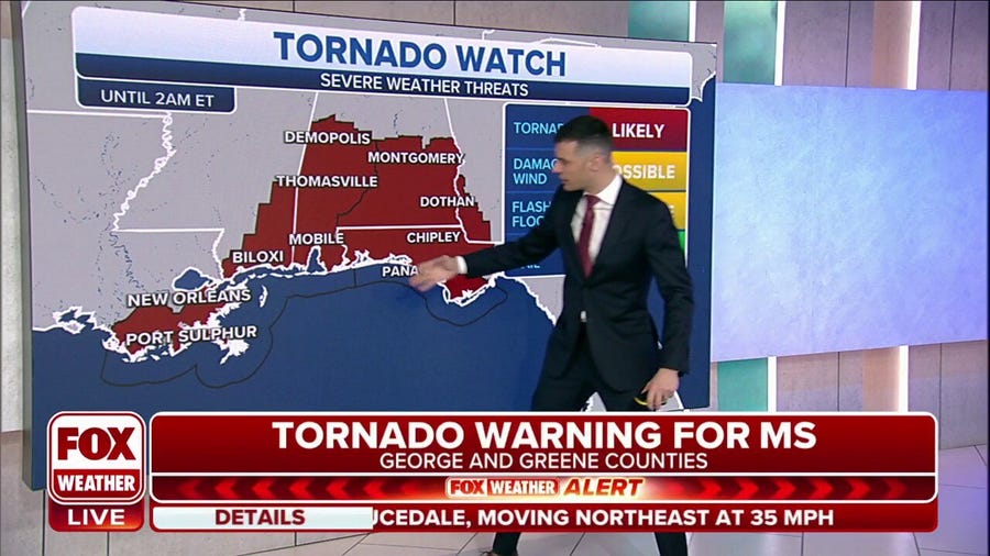 Tornado Watch issued for AL, GA, FL until early hours Thursday
