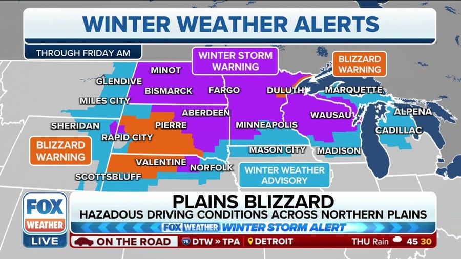 Blizzard conditions ongoing across parts of the northern Plains