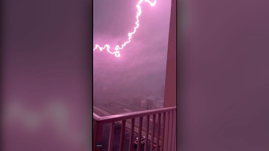 Closeup video of lightning bolt in Florida