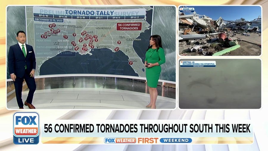 56 confirmed tornadoes throughout South this week