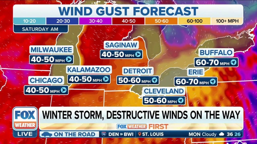 Christmas week winter storm will bring powerful winds with gusts at 60+ mph