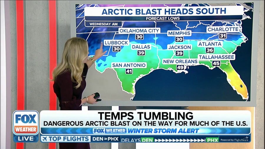 Arctic blast will surge into states as far south as Georgia and Florida